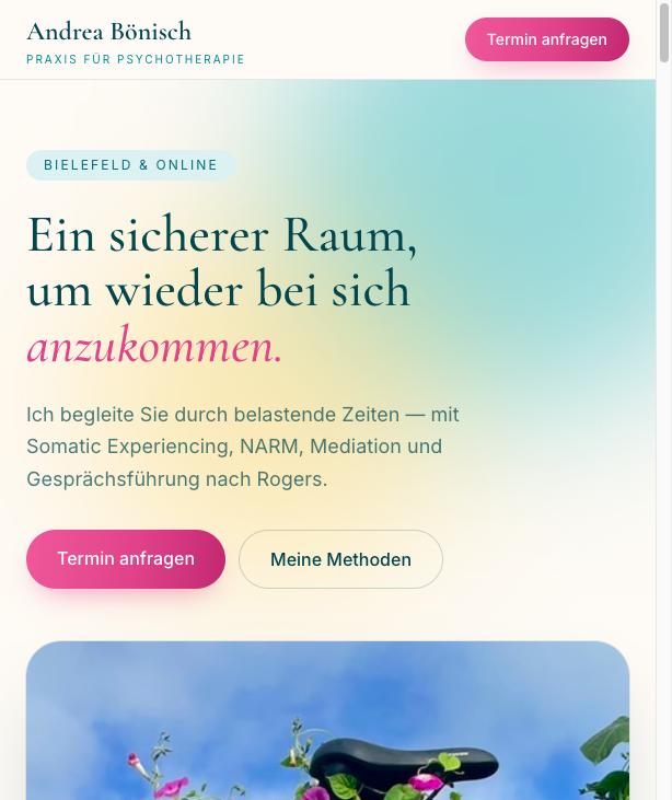 Startseite von Andrea Bönisch Psychotherapie