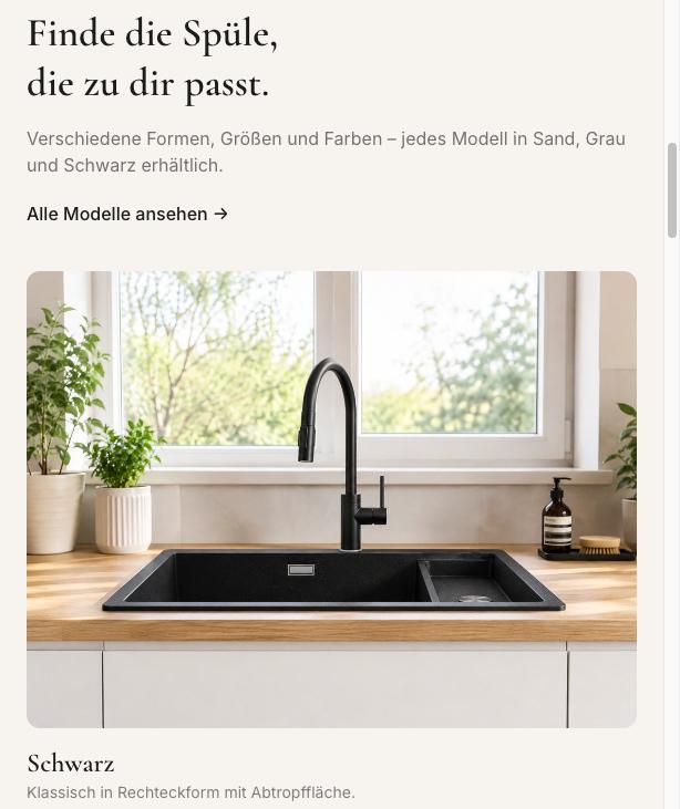 Produktseite von Lindbergh Granitspülen
